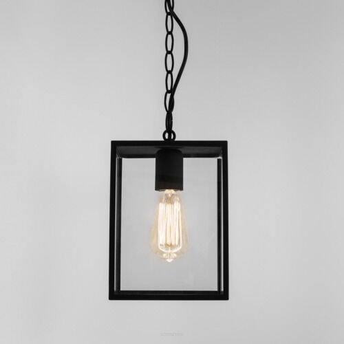 Lampa wisząca zewnętrzna Homefield Pendant- Astro 7207 1095010 przezroczysta szyba czarny metal na łańcuchu 