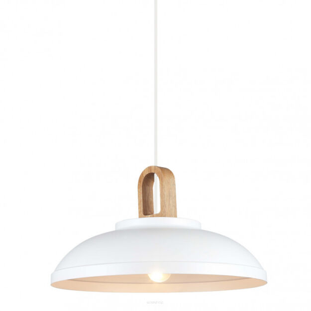 Lampa wisząca Danito MDM3153/1L W italux biała z elemetem drewna