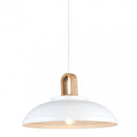 Lampa wisząca Danito MDM3153/1L W italux biała z elemetem drewna