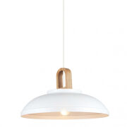 Lampa wisząca Danito MDM3153/1L W italux biała z elemetem drewna