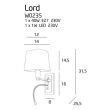 LAMPA ŚCIENNA MAXLIGHT LORD KINKIET + LED W0235 nowoczesny elegancki   - 2