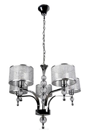 LAMPA WISZĄCA ZUMA LINE JEWELLERY PENDANT P1550-05A chrom szkło nowoczesna metalowy abażur 5-pł