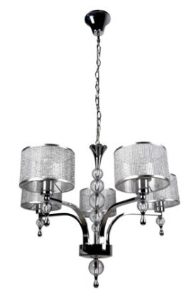 LAMPA WISZĄCA ZUMA LINE JEWELLERY PENDANT P1550-05A chrom szkło nowoczesna metalowy abażur 5-pł