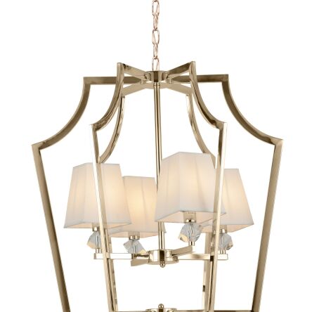 Lampa wisząca MONTERO LDP 1249-4 (FGD+WT) Lumina Deco ZŁOTA Z BIAŁYMI ABAŻURAMI