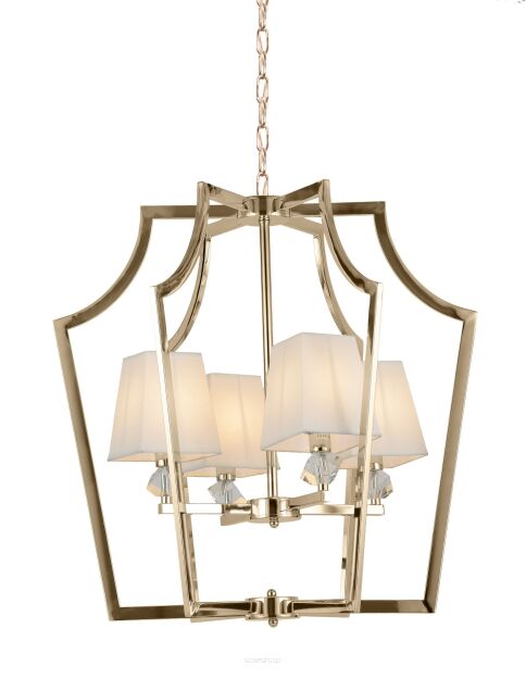 Lampa wisząca MONTERO LDP 1249-4 (FGD+WT) Lumina Deco ZŁOTA Z BIAŁYMI ABAŻURAMI
