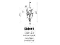 Lampa wisząca Diablo 6 White AZzardo AD8074-3+3 wykonana jest z chromowanego metalu oraz białego abażuru z najwyższej jakości materiału - 3