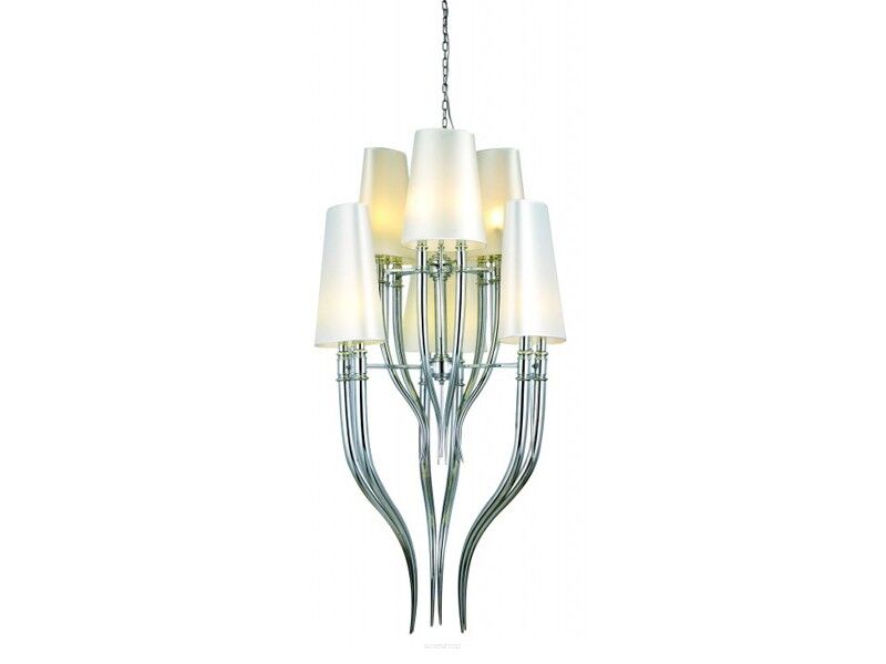Lampa wisząca Diablo 6 White AZzardo AD8074-3+3 wykonana jest z chromowanego metalu oraz białego abażuru z najwyższej jakości materiału