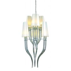 Lampa wisząca Diablo 6 White AZzardo AD8074-3+3 wykonana jest z chromowanego metalu oraz białego abażuru z najwyższej jakości materiału