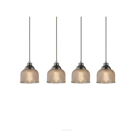 Lampa wisząca MORA 4 LINE DEL-8150-4PL klosze na listwie nowoczesna designerska 14,5 cm szerokości klosza szkło wytłaczane wzorem