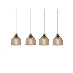 Lampa wisząca MORA 4 LINE DEL-8150-4PL klosze na listwie nowoczesna designerska 14,5 cm szerokości klosza szkło wytłaczane wzorem