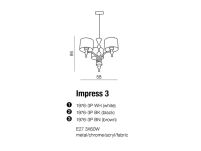 Lampa wisząca Impress 3 Azzardo 1976-3P WH z metalu o wykończeniu chromowanym i szklanym abażury w kolorze białym - 2