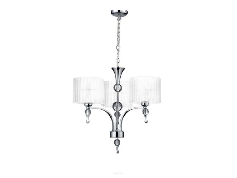 Lampa wisząca Impress 3 Azzardo 1976-3P WH z metalu o wykończeniu chromowanym i szklanym abażury w kolorze białym