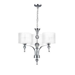 Lampa wisząca Impress 3 Azzardo 1976-3P WH z metalu o wykończeniu chromowanym i szklanym abażury w kolorze białym