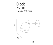 Kinkiet lampa ścienna Black W0188 Maxlight skandynawski styl czarna minimalistyczna - 2