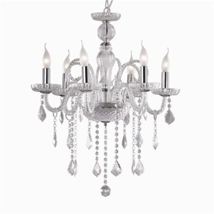 Lampa wisząca Giudecca SP6 TRASPARENTE Ideal Lux  027821 z ręcznie dmuchanego szkła w kolorze transparentnym z chromowanymi metalowymi dodatkami ozdobą są wisiorki z kryształków