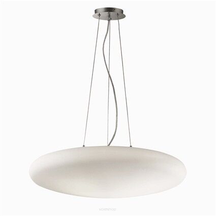 Lampa wisząca Smarties SP5 D60 Ideal Lux  031996 Klosz wykonany jest z matowego dmuchanego szkła metalowa rama w kolorze chromu elipsa