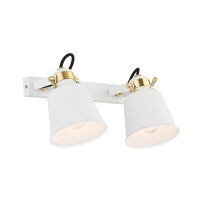 Kinkiet KONGO 875 Argon Podwójny biały z elementami w kolorze mosiądzu