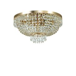 Plafon CAESAR PL6 ZŁOTY Ideal Lux  114682 pałacowa klosz  z ciętych kryształów rama w kolorze złotym
