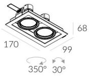 Lampa wpuszczana Tweet 50.2 GU10 Labra  4.1141   wpuszczana z ramką techniczna prostokąt różne kolory wykończenia - 2