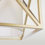 LAMPA WISZĄCA NEW YORK  ZŁOTA KLATKA WEWNĄTRZ KTÓREJ ZNAJDUJE SIE KLOSZ Z TKANINY   COSMO LIGHT P01403WH AU - 2
