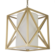 LAMPA WISZĄCA NEW YORK  ZŁOTA KLATKA WEWNĄTRZ KTÓREJ ZNAJDUJE SIE KLOSZ Z TKANINY   COSMO LIGHT P01403WH AU