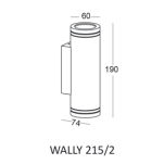 Kinkiet WALLY 215/2 GU10 ELKIM Prosta czarna tuba świeci GÓRA DÓŁ  IP65 wysokość 19 cm  - 3