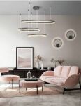 Lampa wisząca HALO 100+80+60 Azzardo AZ4708 okręgi LED nowoczesna złota - 3