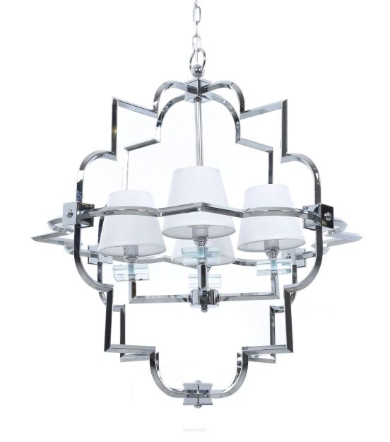 Lampa wisząca BALTIMORE LDP 8020-4 (CHR+WT) Lumina Deco glamour chromowana z białymi abażurami