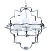 Lampa wisząca BALTIMORE LDP 8020-4 (CHR+WT) Lumina Deco glamour chromowana z białymi abażurami