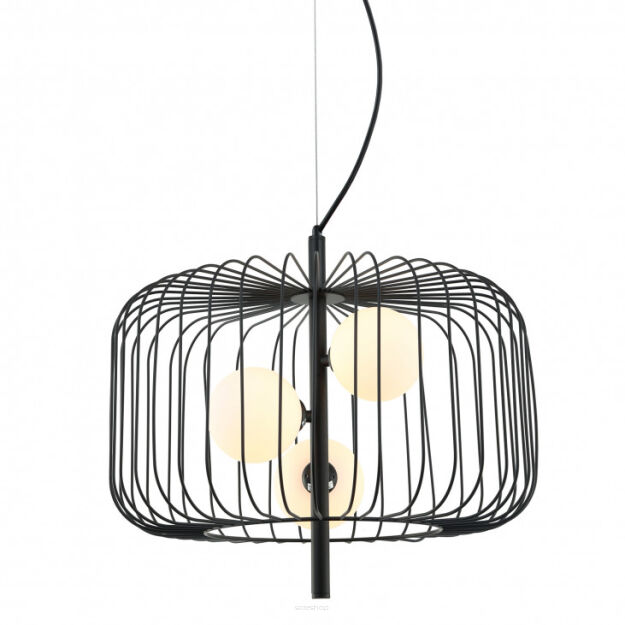 Lampa wisząca DAREN MDM-3936/3 BK Italux Stylowa druciana ze szklanymi kloszami czarna