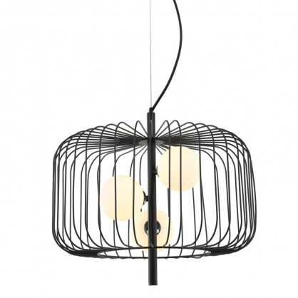 Lampa wisząca DAREN MDM-3936/3 BK Italux Stylowa druciana ze szklanymi kloszami czarna