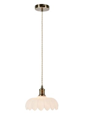 Lampa wisząca Kurage 1L E27 108857 Markslojd antyczny mosiądz/biała Ø26cm
