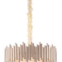 Lampa wisząca Vogue Maxlight P0284 elegancki wykonany ze złotych rurek oraz szkła 