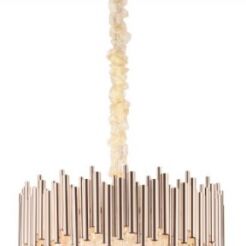 Lampa wisząca Vogue Maxlight P0284 elegancki wykonany ze złotych rurek oraz szkła 