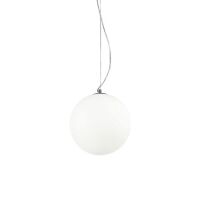 Lampa wisząca Mapa Bianco SP1 D30 Ideal Lux  009087 Klosz jest w kształcie kuli z białego trawionego, dmuchanego szkła