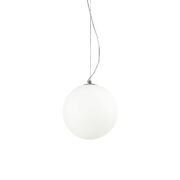 Lampa wisząca Mapa Bianco SP1 D30 Ideal Lux  009087 Klosz jest w kształcie kuli z białego trawionego, dmuchanego szkła