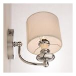 Kinkiet Abu Dhabi - W01888WH COSMO Light nowoczesna lampa z metalową podstawą o wykończeniu chromowanym biały okrągły abażur w kształcie tuby 14 cm średnicy klosza - 2