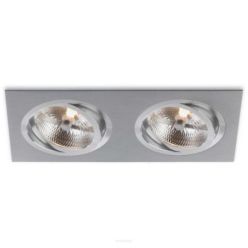 Oprawa sufitowa Lampa sufitowa Faro II alluminio  prostokąt techniczna w kolorze aluminium podwójna ruchome oczko 