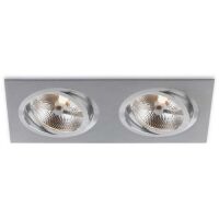 Oprawa sufitowa Lampa sufitowa Faro II alluminio  prostokąt techniczna w kolorze aluminium podwójna ruchome oczko 