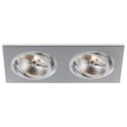 Oprawa sufitowa Lampa sufitowa Faro II alluminio  prostokąt techniczna w kolorze aluminium podwójna ruchome oczko 