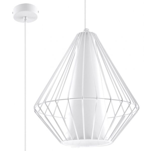 Lampa wisząca  DEMI  białą SL.0297 Loftowa Nowoczesna   klosz z metalu druciany