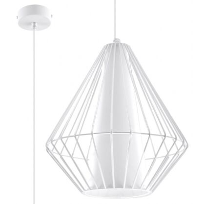 Lampa wisząca  DEMI  białą SL.0297 Loftowa Nowoczesna   klosz z metalu druciany