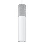 LAMPA  WISZĄCA BORGIO BIAŁA  SALOWA TUBA ZAKOŃCZONA BETONEM IDEALNA DO SALONU SL.0647 SOLLUX - 3