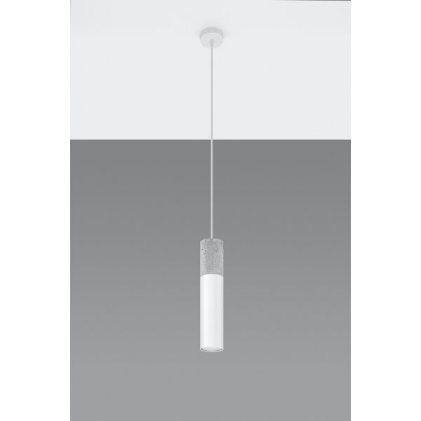 LAMPA  WISZĄCA BORGIO BIAŁA  SALOWA TUBA ZAKOŃCZONA BETONEM IDEALNA DO SALONU SL.0647 SOLLUX
