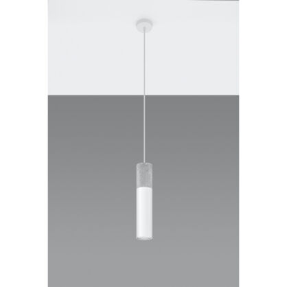 LAMPA  WISZĄCA BORGIO BIAŁA  SALOWA TUBA ZAKOŃCZONA BETONEM IDEALNA DO SALONU SL.0647 SOLLUX