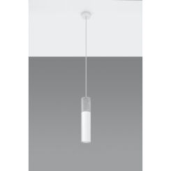 LAMPA  WISZĄCA BORGIO BIAŁA  SALOWA TUBA ZAKOŃCZONA BETONEM IDEALNA DO SALONU SL.0647 SOLLUX