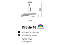 Lampa wisząca Circulo 48 biała AZzardo MD 5657M AZ0987 WH wykonana jest ze stali w kolorze białym i szkła - 2