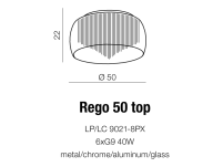 Plafon Rego 50 AZzardo  3957-8PX AZ1000 kryształki wyłaniają się spod okrągłego klosza elegancka kryształowa - 2