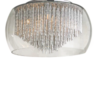 Plafon Rego 50 AZzardo  3957-8PX AZ1000 kryształki wyłaniają się spod okrągłego klosza elegancka kryształowa