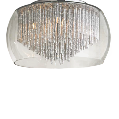 Plafon Rego 50 AZzardo  3957-8PX AZ1000 kryształki wyłaniają się spod okrągłego klosza elegancka kryształowa